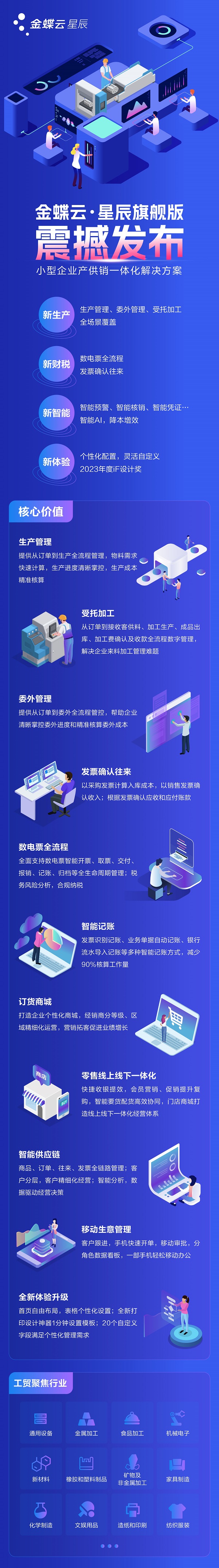 金蝶云·星辰旗舰版重磅发布，助力小型工贸企业产供销一体化